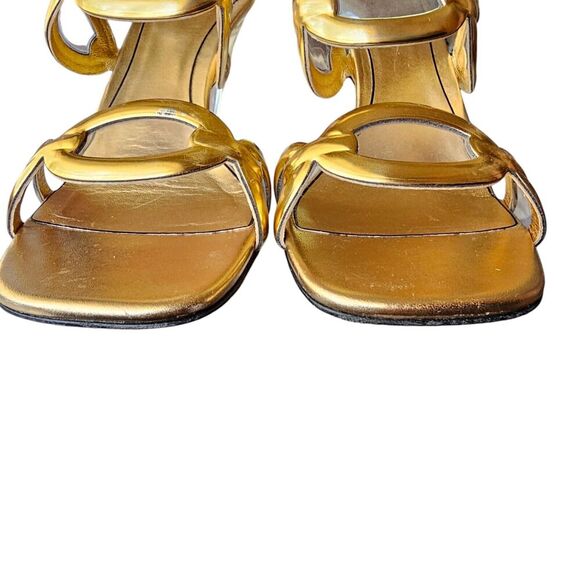 Valentino Garavani Chain 1967 Mule Size 38.5 US 8.5 Metallic Gold Leather - Picture 7 of 10